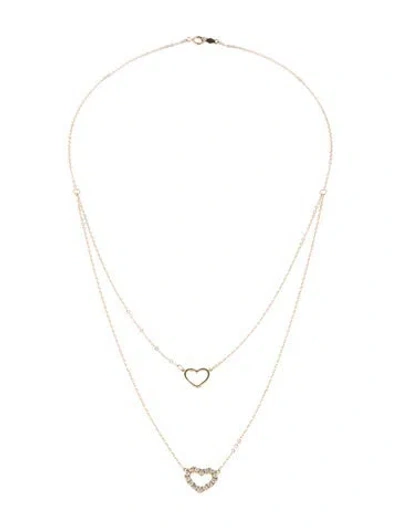 Pre-owned Necklace 14k Diamond Heart Multistrand , 18"