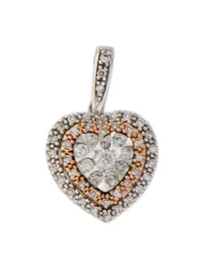 Pre-owned Necklace 14k Diamond Heart Pendant, 0.75" In Multi