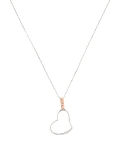 Pre-owned Necklace 14k Diamond Heart Pendant , 16" In Multi