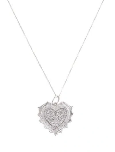 Pre-owned Necklace 14k Diamond Heart Pendant , 16" In Multi
