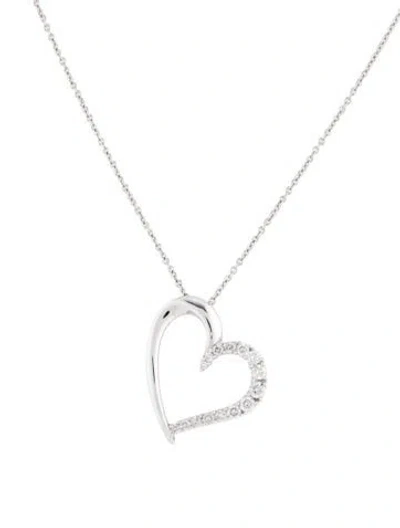 Pre-owned Necklace 14k Diamond Heart Pendant , 16" In Multi