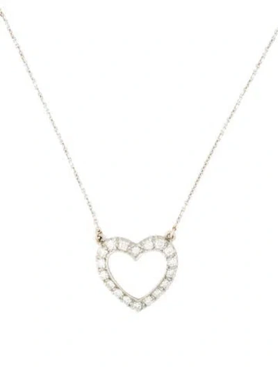 Pre-owned Necklace 14k Diamond Heart Pendant , 16.25" In Multi