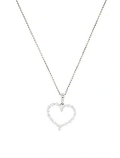 Pre-owned Necklace 14k Diamond Heart Pendant , 16.5" In Multi
