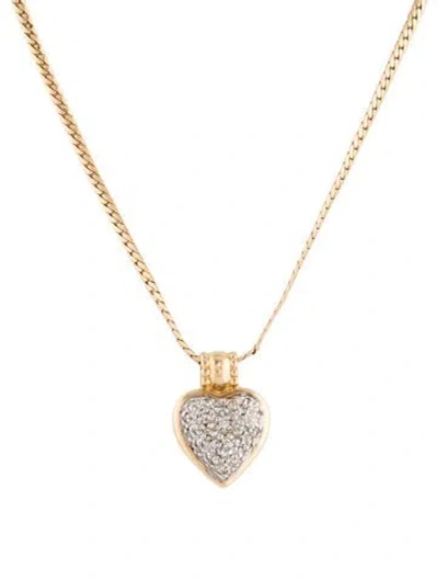Pre-owned Necklace 14k Diamond Heart Pendant , 17" In Multi