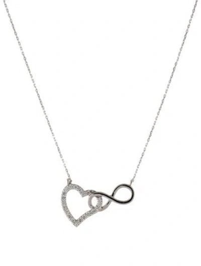 Pre-owned Necklace 14k Diamond Heart Pendant , 17.75" In Multi
