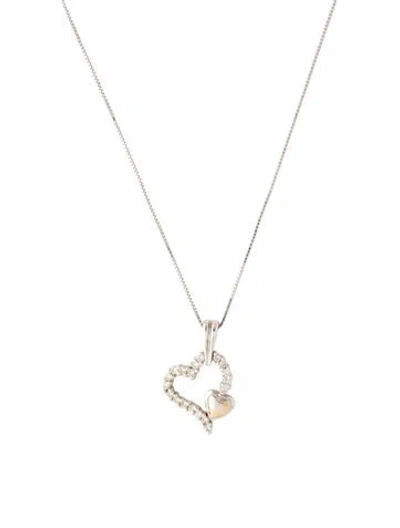 Pre-owned Necklace 14k Diamond Heart Pendant , 18" In Multi