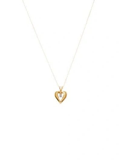 Pre-owned Necklace 14k Diamond Heart Pendant , 18" In Multi
