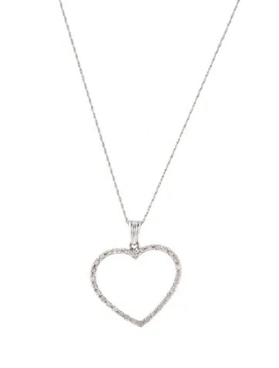 Pre-owned Necklace 14k Diamond Heart Pendant , 18.5" In Multi