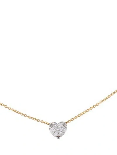 Pre-owned Necklace 14k Diamond Heart Pendant , 6.25" In Multi
