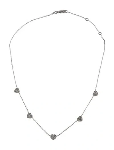 Pre-owned Necklace 14k Diamond Heart Station , 16", 16" In Multi