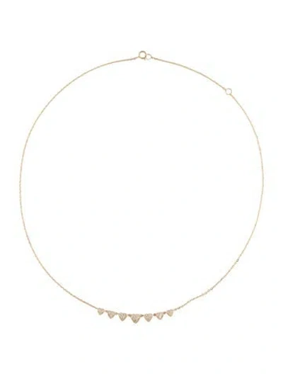 Pre-owned Necklace 14k Diamond Heart Station , 17.75" In Multi