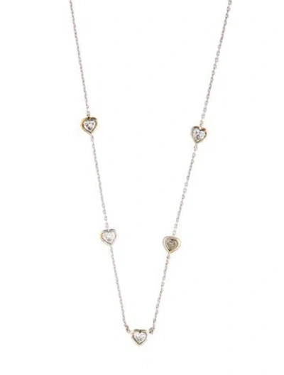 Pre-owned Necklace 14k Diamond Heart Station , 18" In Multi