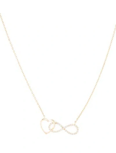 Pre-owned Necklace 14k Diamond Infinity Heart Pendant , 18" In Multi