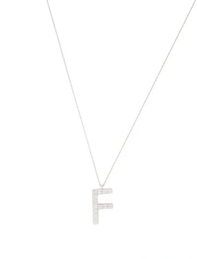 Pre-owned Necklace 14k Diamond Initial 'f' Pendant , 18" In Multi