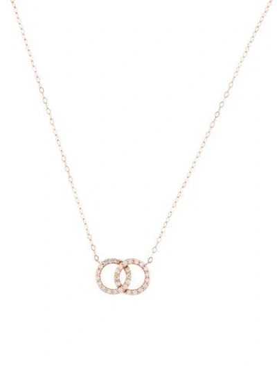 Pre-owned Necklace 14k Diamond Interlocking Circles Pendant , 17" In Multi