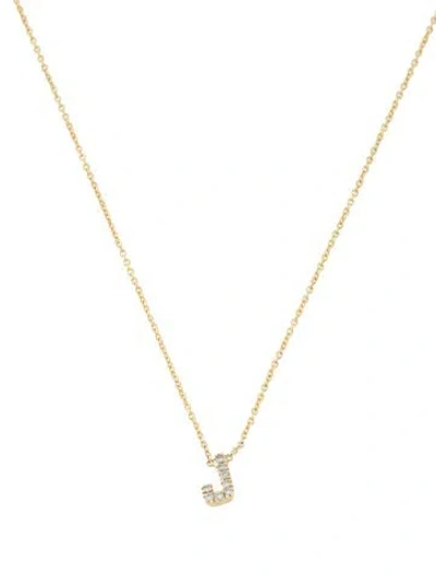 Pre-owned Necklace 14k Diamond 'j' Pendant , 17.75" In Multi