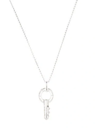 Pre-owned Necklace 14k Diamond Key Pendant , 18" In Multi