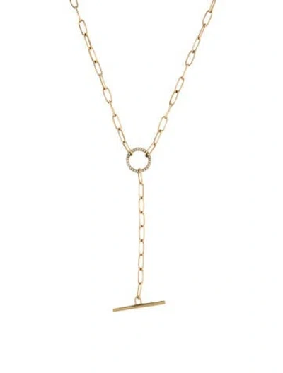 Pre-owned Necklace 14k Diamond Lavalier , 18" In Multi