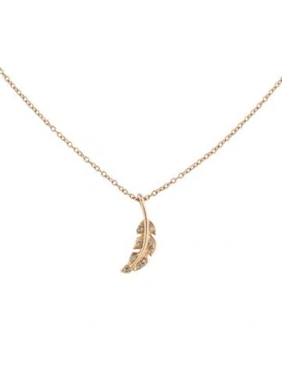 Pre-owned Necklace 14k Diamond Leaf Pendant , 18" In Multi