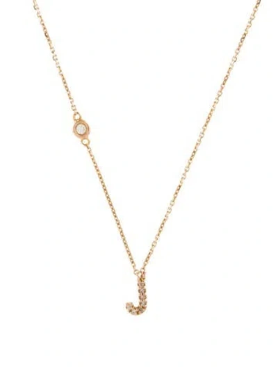Pre-owned Necklace 14k Diamond Letter 'j' Initial Pendant , 19" In Multi