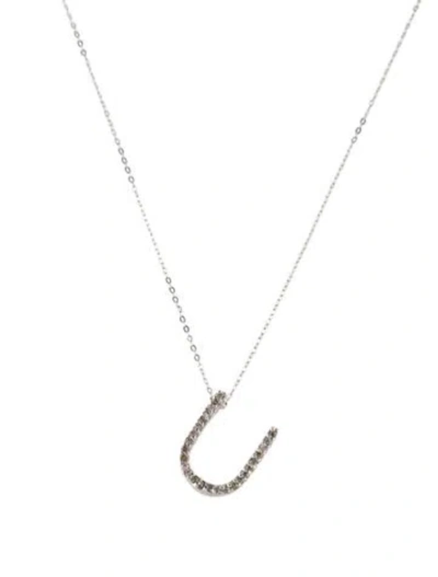 Pre-owned Necklace 14k Diamond Letter "u" Initial Pendant , 18" In Multi