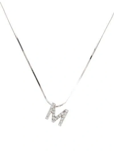 Pre-owned Necklace 14k Diamond 'm' Pendant , 16" In Multi