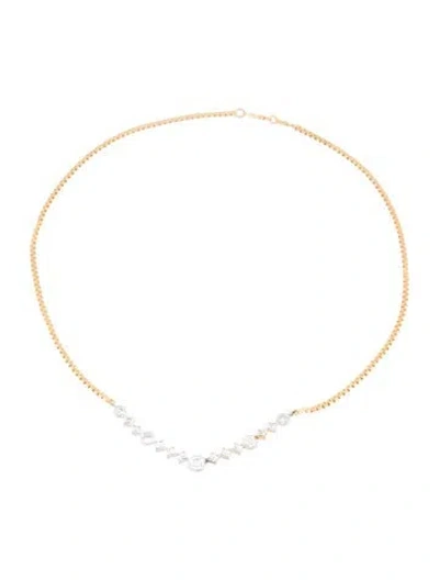 Pre-owned Necklace 14k Diamond Mixed Cut Station Choker , 17", 17" In Multi