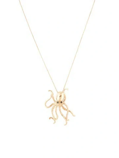Pre-owned Necklace 14k Diamond Octopus Pendant , 18" In Multi