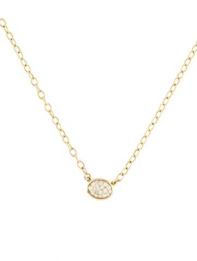 Pre-owned Necklace 14k Diamond Oval Pendant , 15.25" In Multi