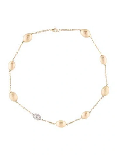 Pre-owned Necklace 14k Diamond Oval Station , 16" In Multi