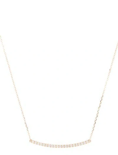 Pre-owned Necklace 14k Diamond Pavé Curved Bar Pendant , .25" In Multi