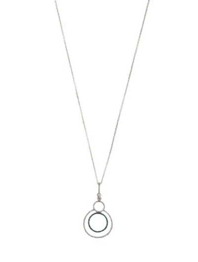 Pre-owned Necklace 14k Diamond Pavé Open Circle Pendant , 16" In Multi