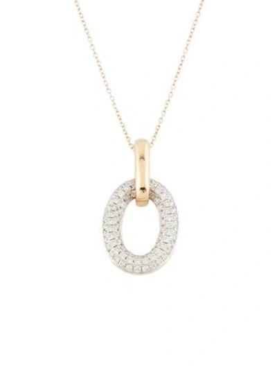 Pre-owned Necklace 14k Diamond Pavé Oval Link Pendant , 18" In Multi