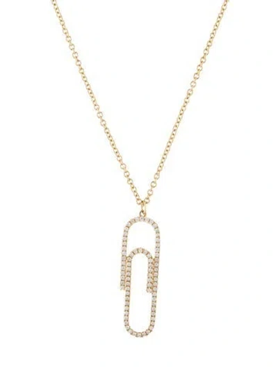 Pre-owned Necklace 14k Diamond Pavé Paperclip Pendant , 17.75" In Multi