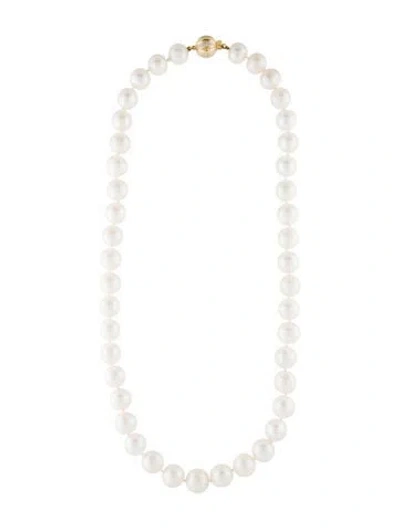 Pre-owned Necklace 14k Diamond Pearl Strand , 20.25" In White