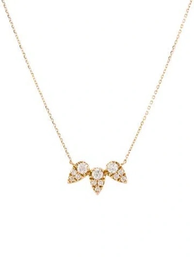 Pre-owned Necklace 14k Diamond Pearshape Cluster Pendant , 18" In Multi