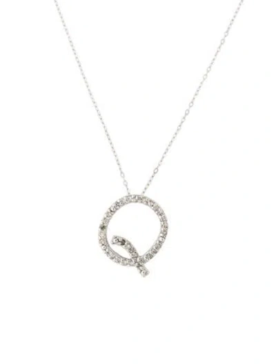 Pre-owned Necklace 14k Diamond 'q' Pendant, 17.75" In Multi
