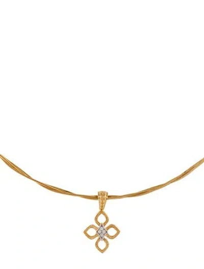 Pre-owned Necklace 14k Diamond Quatrefoil Pendant , 17.25" In Multi