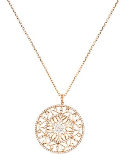 Pre-owned Necklace 14k Diamond Round Flower Pendant , 16" In Multi