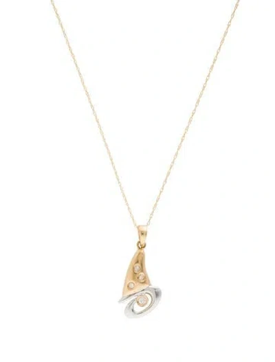 Pre-owned Necklace 14k Diamond Sailboat Pendant , 17.75" In Multi