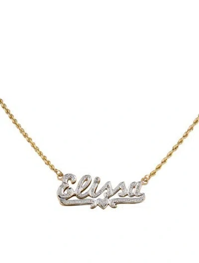Pre-owned Necklace 14k Diamond Script Name 'elissa' Pendant , 18" In Multi
