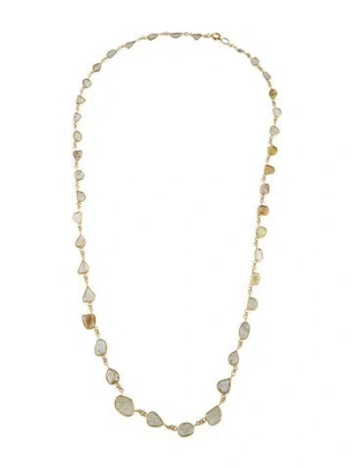 Pre-owned Necklace 14k Diamond Slice Station , 27" In Multi
