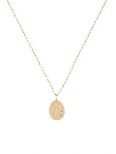 Pre-owned Necklace 14k Diamond Small Cherub , 16" In Multi