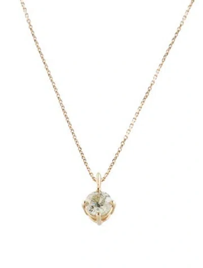 Pre-owned Necklace 14k Diamond Solitaire Pendant , 18" In Multi