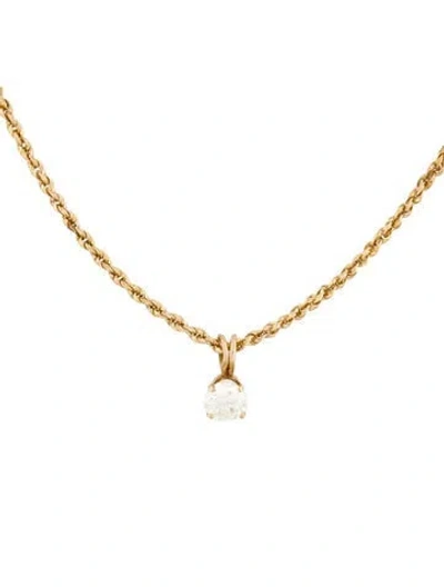 Pre-owned Necklace 14k Diamond Solitaire Pendant , 18.75" In Multi