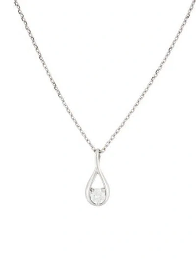 Pre-owned Necklace 14k Diamond Solitaire Teardrop Pendant , 18" In Multi