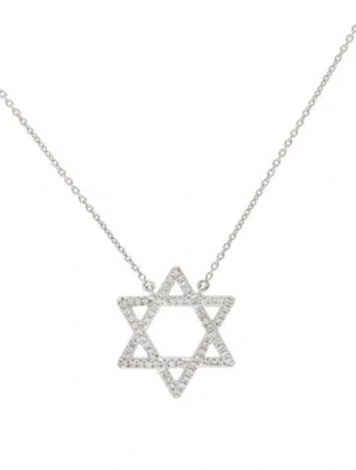 Pre-owned Necklace 14k Diamond Star Of David Pendant , 18" In Multi