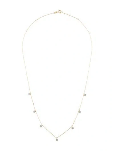Pre-owned Necklace 14k Diamond Station Chain , 17.75" In Multi