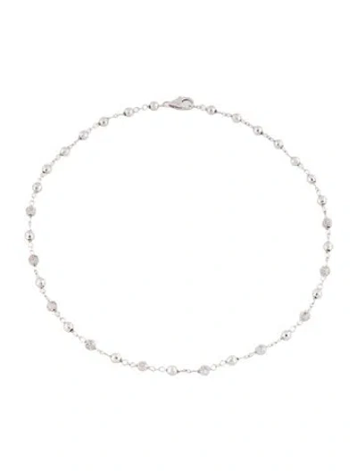 Pre-owned Necklace 14k Diamond Station Choker Chain , 14" In Multi