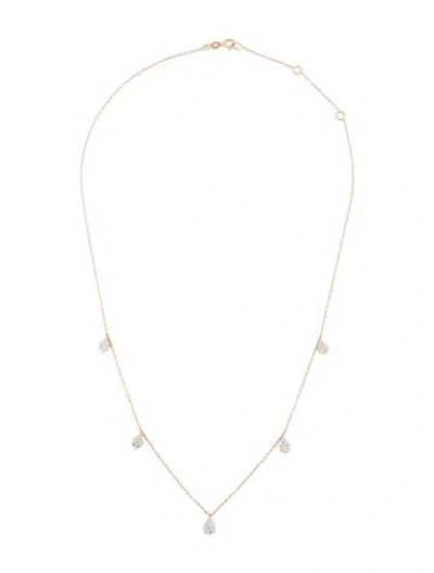 Pre-owned Necklace 14k Diamond Station , 17.5" In Multi